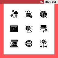 Group of 9 Solid Glyphs Signs and Symbols for network search engine reproduction social network Editable Vector Design Elements