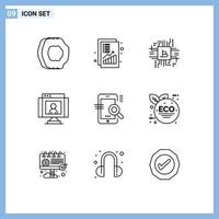 Modern Set of 9 Outlines Pictograph of technology call money fintech computer Editable Vector Design Elements