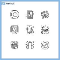 Modern Set of 9 Outlines Pictograph of technology call money fintech computer Editable Vector Design Elements
