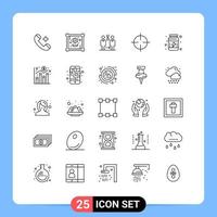 conjunto de 25 iconos modernos de la interfaz de usuario símbolos signos para el simbolismo del gimnasio signos de adn salud elementos de diseño vectorial editables vector