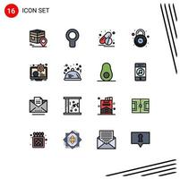 16 Creative Icons Modern Signs and Symbols of globe secure wind lock alarm Editable Creative Vector Design Elements