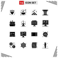 Set of 16 Modern UI Icons Symbols Signs for boat cpu finance cooling computer Editable Vector Design Elements