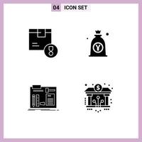 Pack of creative Solid Glyphs of achievement bag logistic japan construct Editable Vector Design Elements