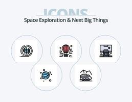 la exploración espacial y las próximas grandes cosas llenan el paquete de iconos 5 diseño de iconos. gigante. planeta. satélite. militar. bot vector