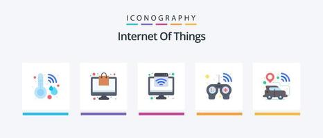 Internet Of Things Flat 5 Icon Pack Including navigation. smart. internet. player. controller. Creative Icons Design vector