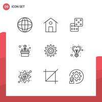 9 Thematic Vector Outlines and Editable Symbols of wheel production gambling gear settings Editable Vector Design Elements