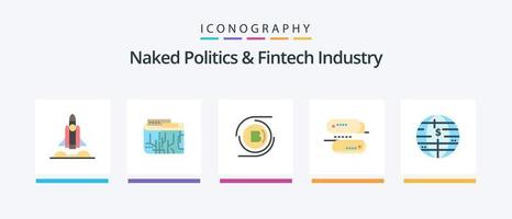 política desnuda y paquete de íconos de 5 planos de la industria fintech que incluye el pago. dirección. multi. tecnología de cadena de bloques. criptomoneda diseño de iconos creativos vector