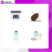 4 User Interface Flat Icon Pack of modern Signs and Symbols of banking thanksgiving online gammon drink Editable Vector Design Elements