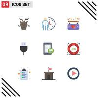 Universal Icon Symbols Group of 9 Modern Flat Colors of technology plug person electronics love Editable Vector Design Elements
