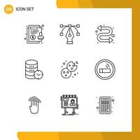 Universal Icon Symbols Group of 9 Modern Outlines of dessert bake repeat watch service Editable Vector Design Elements