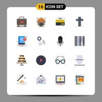 Modern Set of 16 Flat Colors and symbols such as notification ebook card book cross Editable Pack of Creative Vector Design Elements