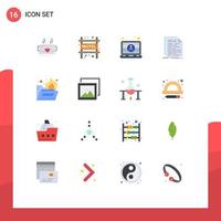 Pack of 16 Modern Flat Colors Signs and Symbols for Web Print Media such as script doc computer coding user Editable Pack of Creative Vector Design Elements