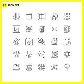 conjunto de pictogramas de 25 líneas simples de elementos de diseño vectorial editables de la bolsa de control de escaneo de aplicaciones vector