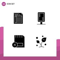 Universal Icon Symbols Group of 4 Modern Solid Glyphs of audit branding file paper banner board Editable Vector Design Elements