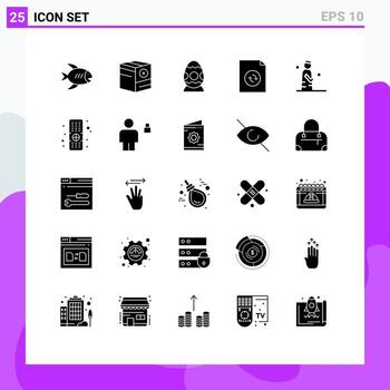 25 paquete de glifos sólidos de interfaz de usuario de signos y símbolos modernos de elementos de diseño de vector editables de huevo de archivo de envío de sincronización de hombre