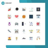 User Interface Pack of 25 Basic Flat Colors of icebox temperature sport night climate Editable Vector Design Elements