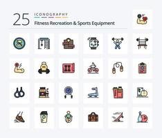 Fitness Recreation And Sports Equipment 25 Line Filled icon pack including monitoring. fitness. game. device. sport vector