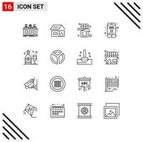 User Interface Pack of 16 Basic Outlines of alcohol taxi home cancel ride sweet Editable Vector Design Elements