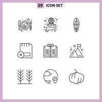 9 Universal Outlines Set for Web and Mobile Applications business hardware recreation devices card Editable Vector Design Elements