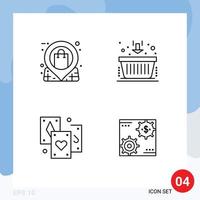 Modern Set of 4 Filledline Flat Colors and symbols such as location card shop business magic Editable Vector Design Elements