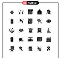 Modern Set of 25 Solid Glyphs Pictograph of achievement convo help conversation contact Editable Vector Design Elements