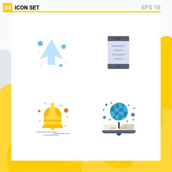 Pack of 4 creative Flat Icons of arrow notify direction cell book Editable Vector Design Elements