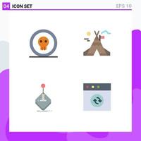 Group of 4 Modern Flat Icons Set for coin game horror camp joystick Editable Vector Design Elements