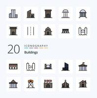 20 Buildings Line Filled Color icon Pack like building architecture modern residence house vector