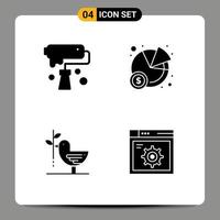 4 User Interface Solid Glyph Pack of modern Signs and Symbols of artistic dove creativity pie harmony Editable Vector Design Elements