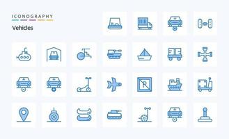 25 Vehicles Blue icon pack vector