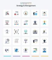 Creative Strategy And Management 25 Flat icon pack  Such As user. man. analytics. strategy. tower vector