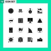 Modern Set of 16 Solid Glyphs Pictograph of landscape factory folders science laboratory Editable Vector Design Elements