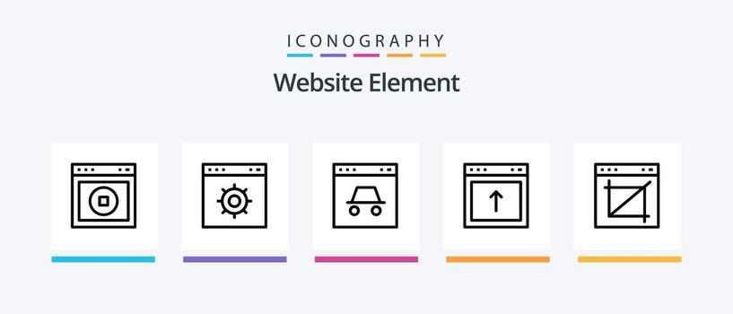 Website Element Line 5 Icon Pack Including business. right. blog layout. browser. website layout. Creative Icons Design vector