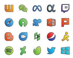 20 Social Media Icon Pack Including aim houzz browser google duo plurk