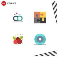 Set of 4 Modern UI Icons Symbols Signs for ring cherry love puzzle thanksgiving Editable Vector Design Elements