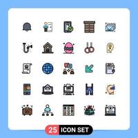 25 User Interface Filled line Flat Color Pack of modern Signs and Symbols of furniture decor person smartphone secure Editable Vector Design Elements