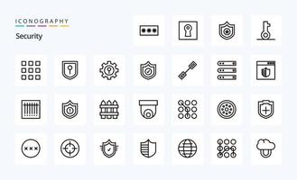 paquete de iconos de 25 líneas de seguridad vector