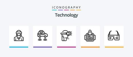 paquete de iconos de la línea de tecnología 5 que incluye d. tecnología. lanzamiento. elegante. electrónico. diseño de iconos creativos vector