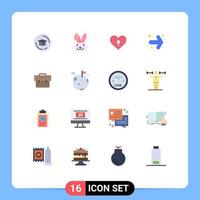 16 Universal Flat Color Signs Symbols of planet business romance briefcase right Editable Pack of Creative Vector Design Elements