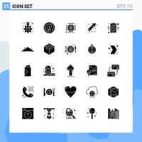 Mobile Interface Solid Glyph Set of 25 Pictograms of loudspeaker day idea easter fire work Editable Vector Design Elements