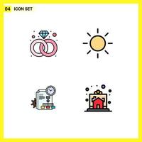 4 Universal Filledline Flat Color Signs Symbols of diamond celebration brightness file happy Editable Vector Design Elements