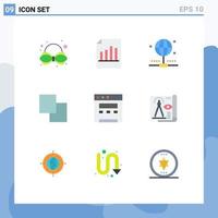 Pack of 9 creative Flat Colors of document website connection browser layers Editable Vector Design Elements