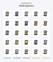 paquete de iconos rellenos de 25 líneas de aplicaciones móviles creativas, como tarjeta. navegación. aplicación localización. aplicación vector