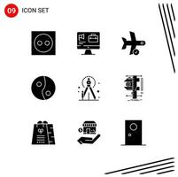 Universal Icon Symbols Group of 9 Modern Solid Glyphs of creative yin job yang transport Editable Vector Design Elements