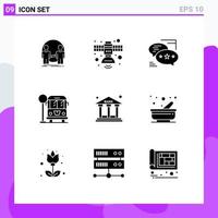 Set of 9 Modern UI Icons Symbols Signs for bus stop city space sms callout Editable Vector Design Elements