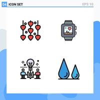 4 Filledline Flat Color concept for Websites Mobile and Apps decoration bulb wedding love solution Editable Vector Design Elements