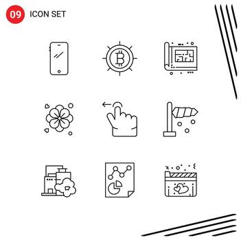 Modern Set of 9 Outlines and symbols such as swipe finger design summer flower Editable Vector Design Elements