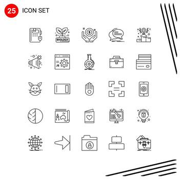 Set of 25 Vector Lines on Grid for power speech business communication bubble Editable Vector Design Elements