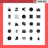 Modern Set of 25 Solid Glyphs Pictograph of bangladesh meal education food donut Editable Vector Design Elements