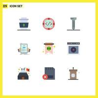 Set of 9 Modern UI Icons Symbols Signs for card hr management hiring resume Editable Vector Design Elements